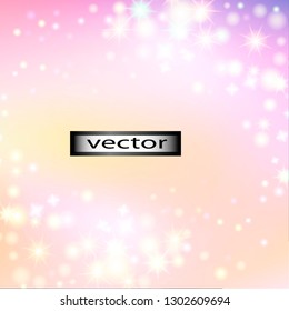 Vector illustration of glitter on a light pink and yellow background of a flash of light of stars and radiance festive background decoration