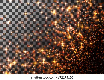 Vector illustration. Glittering lights on transparent background.