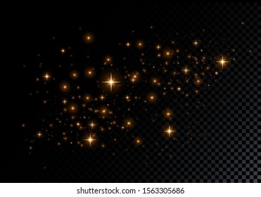 Vector illustration glittering star dust trail sparkling particles on transparent background.
