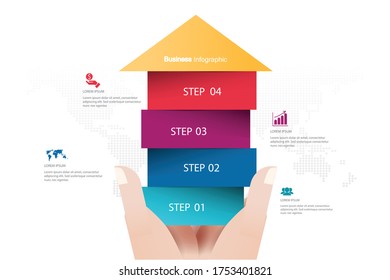 
Vector Illustration Of A Global Business House, Development Elements Of Infographic Design