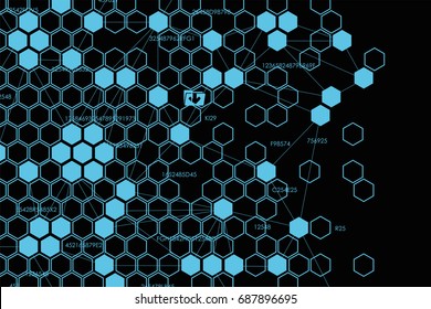 Vector illustration of the global business network block chain.