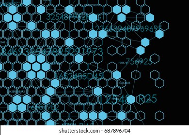 Vector illustration of the global business network block chain.