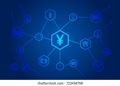 Vector illustration of the global business network block chain.