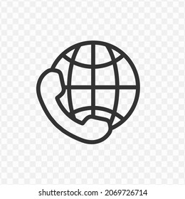 Vector illustration of global call icon in dark color and transparent background(png).