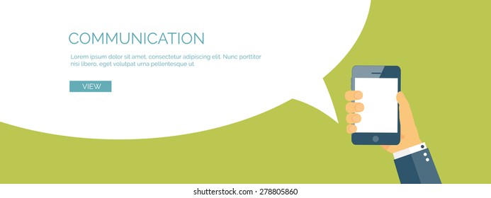 Vector illustration.  Global communication. Social network and chatting. Emailing and sms. Web calls. Internet.Smartphone.