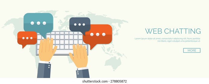 Vector illustration.  Global communication. Social network and chatting. Emailing and sms. Web calls. Internet.