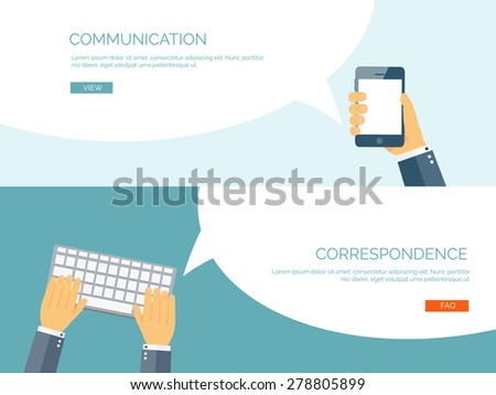 Vector illustration.  Global communication. Social network and chatting. Emailing and sms. Web calls. Internet.Smartphone.