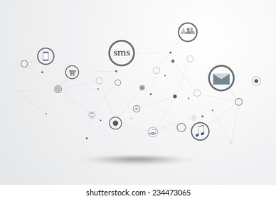 Vector illustration of global connection on the grey background
