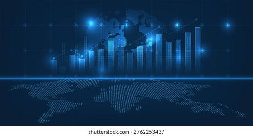Vector illustration of the global economic artwork and background with up trend graph market situation.