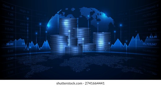 Vector illustration of the global economic and financial situation.Business financial and investment concepts.