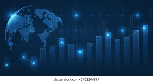 Vector illustration of the global economic and world trade growth for business financial and investment artwork and background.