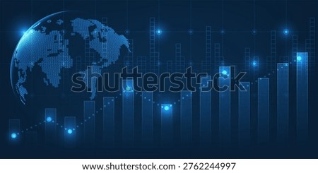 Vector illustration of the global economic and world trade growth for business financial and investment artwork and background.