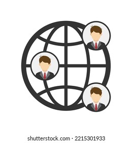 Vector illustration of global employee icon sign and symbol. colored icons for website design .Simple design on transparent background (PNG).