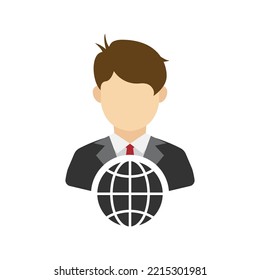 Vector illustration of global employees icon sign and symbol. colored icons for website design .Simple design on White background.