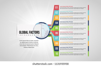 Vector illustration of Global Factors Infographic design element.