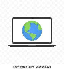 Vector Illustration Of Global Laptop Icon Sign And Symbol. Colored Icons For Website Design .Simple Design On Transparent Background (PNG).