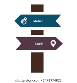 Vector illustration of Global and Local. Infographic template