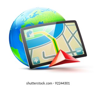 Vector Illustration Of Global Positioning System Concept