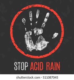 Vector illustration. Global problems of humanity. Stop acid rain.