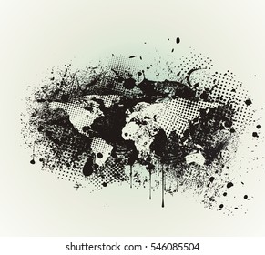 Vector illustration global social media concept. Abstract technology communication design  with an inky dribble strip