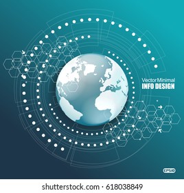Vector illustration global social media concept. Abstract technology communication design.