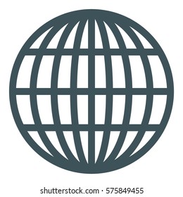 Icono de símbolo de esfera global en gris
