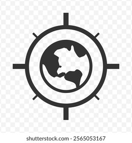 Vector illustration of global targets icon in dark color and transparent background(PNG).