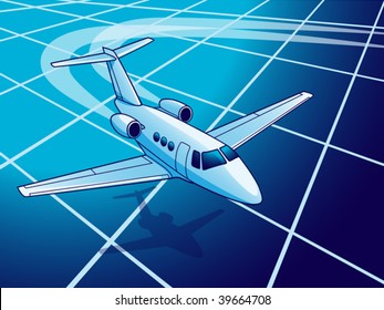 Vector illustration of global travel by the plane