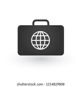Vector illustration of global travel concept with retro suitcase and globe.