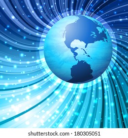 Vector illustration of globe and abstract background. 