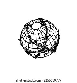 vector illustration of globe with barbed wire concept