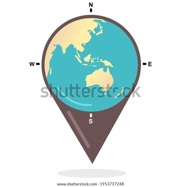 Vector Illustration Globe Compass Display Showing Stock Vector Royalty Free 1953737248 1675