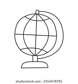 Vector illustration of globe in doodle style. Isolated on white background