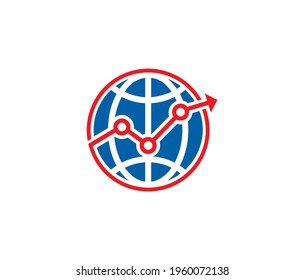 A vector Illustration of globe and growth arrow sign 