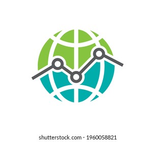 A Vector Illustration of globe and growth point sign