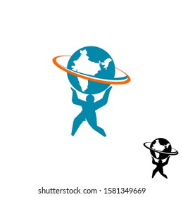 vector illustration of a globe and a human