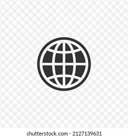 Vector illustration of globe icon in dark color and transparent background(png).