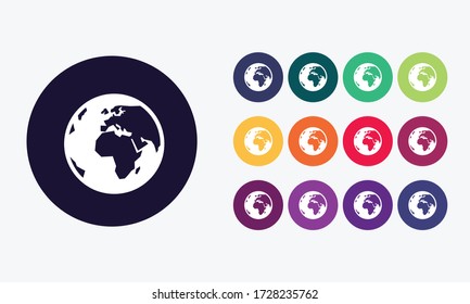 Vector illustration with globe icon set.