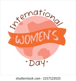 Vector Illustration Of Globe For International Womens Day. Isolated On White Background. Logo For 8 March.