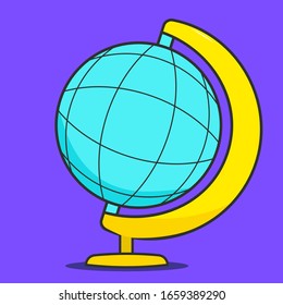 vector illustration of globe isolated on blue background