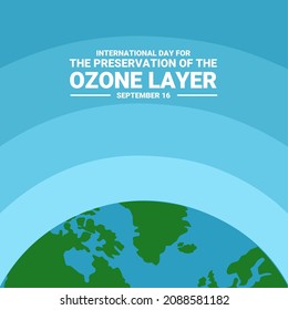 Vektorgrafik, Globe mit Schichten, als Banner oder Poster, Internationaler Tag zur Erhaltung der Ozonschicht.