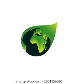 vector illustration of a globe and leaf 