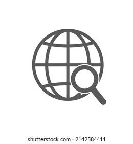 vector illustration of globe and magnifying icon.