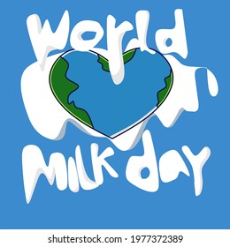 Vector illustration of globe with milk splash, as a banner, poster or template for world milk day.