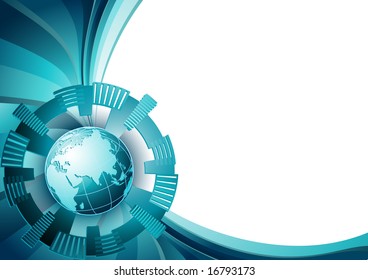 ilustración vectorial - globo sobre fondo abstracto azul