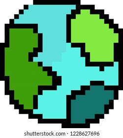 vector illustration of globe in pixel style