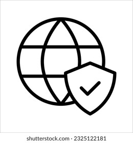 Vector illustration, globe and shield icon. Security, protection. vector illustration on white background