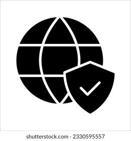 Vector illustration, globe and shield icon. Security, protection. vector illustration on white background