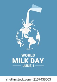 Vector illustration, globe splashed with a glass of milk, as world milk day concept.