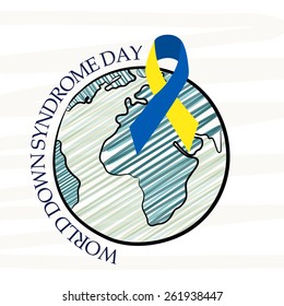 Vector illustration of a globe for World Down Syndrome Day.